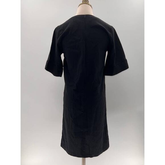 ASOS Black Flower Embroidered 3/4 Sleeve Knee Length Dress- M - Picture 3 of 12